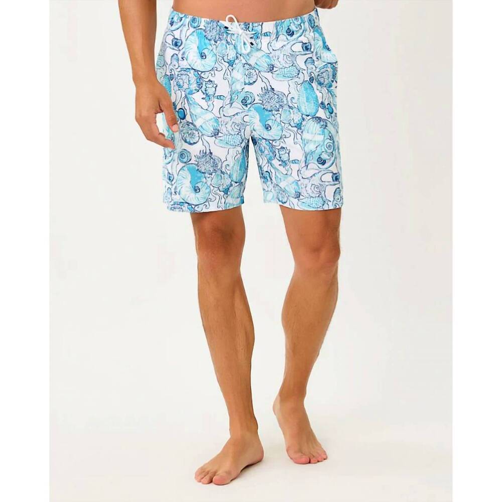 NEW LILLY PULITZER stuff del lago swim trunk in resort white shell shine